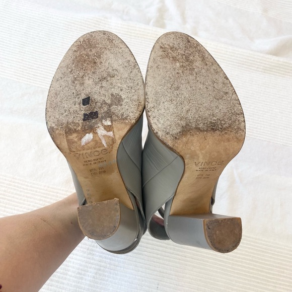 Vince Joanna Ankle-Strap Leather Booties Gray Leather Heels Shoes - Picture 10 of 16